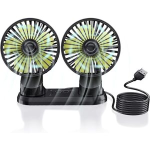 Linghhang - 12V Dual Head Car Fan, Portable usb Vehicle Fan, 360 Degree Rotation, Desk Fan with 3 Strong Wind Speeds for Car Dashboard, Home Linghhang - 12V Dual Head Car Fan, Portable usb Vehicle Fan, 360 Degree Rotation, Desk Fan with 3 Strong Wind Speeds for Car Dashboard, Home