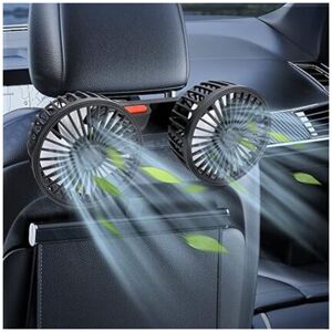 Alwaysh - 5V Double Head Car Fan for Rear Passenger Portable usb Vehicle Fan, 360 Degree Rotation, Car Seat Fan with 3 Strong Wind Speeds Alwaysh - 5V Double Head Car Fan for Rear Passenger Portable usb Vehicle Fan, 360 Degree Rotation, Car Seat Fan with 3 Strong Wind Speeds