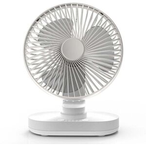 YMYNY Desk Fan, Auto Oscillating Quiet Battery Powered Fan 16.5cm, Table Cooling with 4 Speeds, 4000mAh USB Battery Operated, Silver YMYNY Desk Fan, Auto Oscillating Quiet Battery Powered Fan 16.5cm, Table Cooling with 4 Speeds, 4000mAh USB Battery Operated, Silver