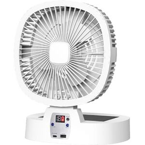 SJQKA Emergency Camping Fan 5000mAh Portable Electric Foldable Cordless Rechargeable Solar Powered 5 Speeds with Remote Control White 30 x 23cm SJQKA Emergency Camping Fan 5000mAh Portable Electric Foldable Cordless Rechargeable Solar Powered 5 Speeds with Remote Control White 30 x 23cm