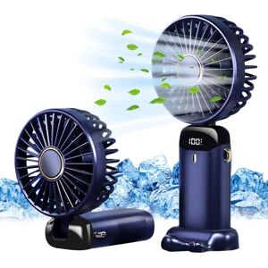 Linghhang - Mini Portable usb Fan, Small Handheld Fan, 5 Speeds with Base, Foldable Table Fan for Office, Outdoor, Dark Blue Linghhang - Mini Portable usb Fan, Small Handheld Fan, 5 Speeds with Base, Foldable Table Fan for Office, Outdoor, Dark Blue