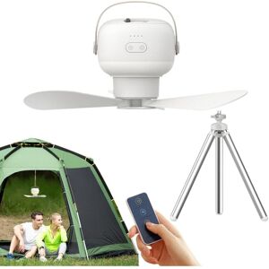 SJQKA Portable Ceiling Fan with USB Light and Remote Control for Tents 7200mAh Battery, Outdoor Accessory for Pergola, Gazebo, and Beach SJQKA Portable Ceiling Fan with USB Light and Remote Control for Tents 7200mAh Battery, Outdoor Accessory for Pergola, Gazebo, and Beach