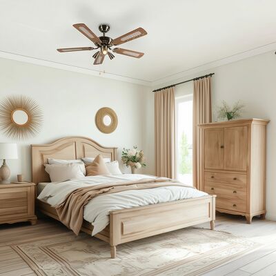 Qazqa Modern Bronze Ceiling Fan with Wooden Blades - 42 cm Qazqa Modern Bronze Ceiling Fan with Wooden Blades - 42 cm