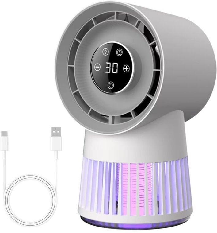 Tlily - 2-in-1 Electric Bug Zapper & Bladeless Fan - Rechargeable, Portable, 20-Speed, Ideal for Patio, Backyard Bedroom