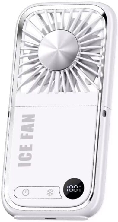 TLILY Compact FoldableFan - Handheld Ice Cooling Fan with Built-in Power Bank for Home, Office, and Dorm
