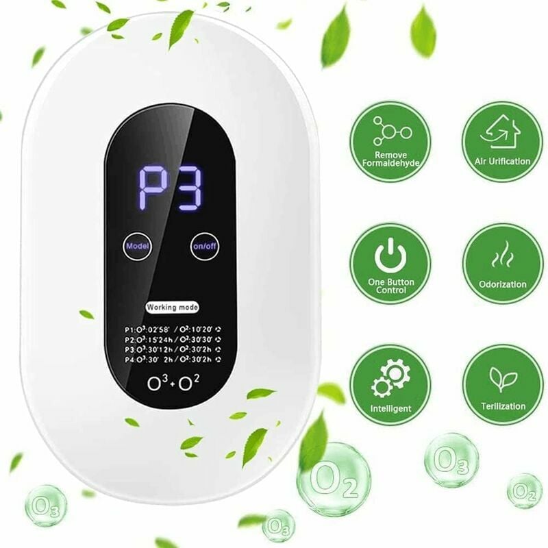 Tumalagia - Ozone Generator,Mini Ozone Machine with 4 Modes Hanging Touch Screen,Portable Air Purifier with Energy Saving led Display Anion Air