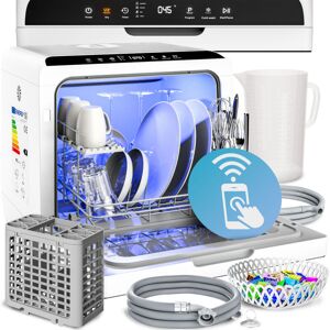 Monzana - Tabletop Dishwasher with 4.5Litre Water Tank No Water Connection Needed WiFi App 6 Programs 3 Place Settings Small 45cm Mini Single Dish