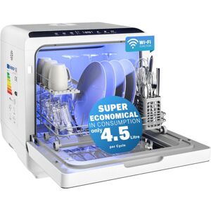 MONZANA® Tabletop Dishwasher with 4.5Litre Water Tank No Water Connection Needed WiFi App 6 Programs 4 Place Settings Small 45cm Mini Single Dish MONZANA® Tabletop Dishwasher with 4.5Litre Water Tank No Water Connection Needed WiFi App 6 Programs 4 Place Settings Small 45cm Mini Single Dish