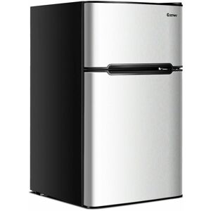 GYMAX 90L Compact Refrigerator Double Door Cooler Fridge Freestanding Freezer Home