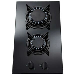 S.I.A SIA GHG302BL 30cm 2 Burner Black Glass On Gas Domino Hob With Enamel Pan Stands