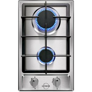 Hobsir - 2 Burners Gas Hob, Built-in Gas Cooktop with with Flame Failure Protection 30cm Stainless Steel lpg/ng Convertible Included Plug