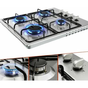 Arebos - Gas stove 4 flames Stainless steel Incl. grates & safety pilot Self-sufficient Suitable for natural gas and propane gas Gas hob Gas cooker