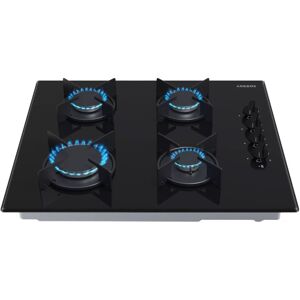 AREBOS gas hob 4-burner glass ceramic hob Built-in gas hob Natural gas Propane gas - Black