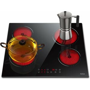 Hobsir - Electric Hob 4 Zone Ceramic Hob 60 cm with Touch Control 6000W 9 Power Levels Safety Lock Auto switch off safety Residual heat indicator