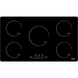Iseasy - Induction Hob 5 Zone 90CM Electric Cooktop 8600W Built-in Induction Plate with Boost Function, Black Glass, Touch Control, Child-safety
