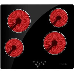 Noxton - Ceramic Hob, Built-in 4 Zone Electric Hobs 60cm Black Glass Panel Cooker with Touch Controls