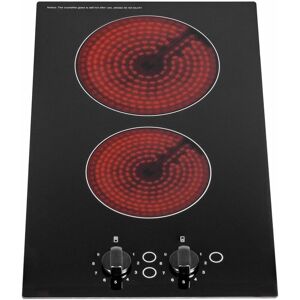 S.i.a - sia CERH30BL 30cm 2 Burner Domino Ceramic Electric Hob In Black, Knob Control