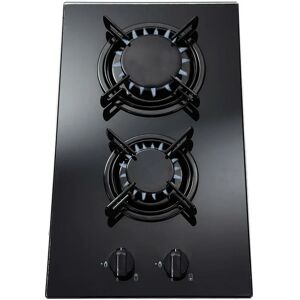 S.I.A SIA GHG302BL 30cm 2 Burner Black Glass On Gas Domino Hob With Enamel Pan Stands