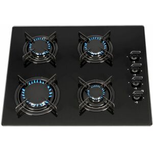 S.i.a - sia GHG612BL 60cm Black 4 Burner Gas On Glass Hob With Enamel Pan Stands & ffd