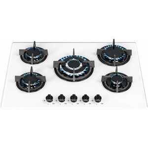 S.I.A Sia GHG703WH 70cm White 5 Burner Gas On Glass Hob With Cast Iron Pan Stands