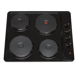 S.I.A Sia PHP601BL 60cm Black 4 Zone Electric Solid Plate Easy Clean Side Control Hob