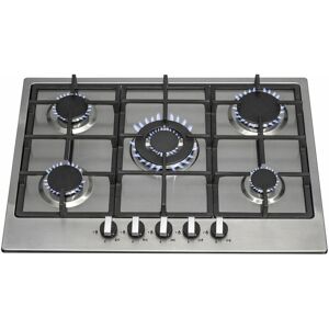 S.i.a - sia R6 70cm Stainless Steel 5 Burner Gas Hob With Cast Iron Pan Supports And ffd