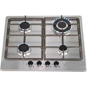 S.i.a - sia SSG601SS 60cm Stainless Steel 4 Burner Gas Hob With Cast Iron Pan Stands