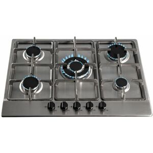 S.i.a - sia SSG701SS 70cm Stainless Steel 5 Burner Gas Hob With Cast Iron Pan Stands