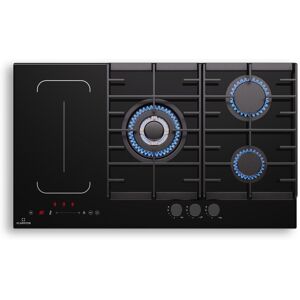 Klarstein MultiChef 5 Gas & Induction Hob - 5-Zone Flexzone Cooking, 10.6Kw, Slider Control, Stop&Go, Timer, Cast Iron Supports, Black, 87.5Cm Klarstein MultiChef 5 Gas & Induction Hob - 5-Zone Flexzone Cooking, 10.6Kw, Slider Control, Stop&Go, Timer, Cast Iron Supports, Black, 87.5Cm