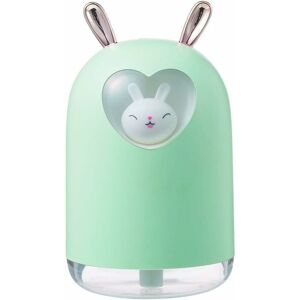 LANGRAY Lovely Rabbit Air Humidifier 300ML Cute Pet Ultrasonic Cool Mist Aroma Oil Diffuser Romantic Color led Lamp usb Humidificador (Color : Green)