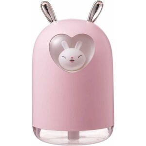 LANGRAY Lovely Rabbit Air Humidifier 300ML Cute Pet Ultrasonic Cool Mist Aroma Oil Diffuser Romantic Color led Lamp usb Humidificador (Color : Pink)