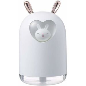 LANGRAY Lovely Rabbit Air Humidifier 300ML Cute Pet Ultrasonic Cool Mist Aroma Oil Diffuser Romantic Color LED Lamp USB Humidificador (Color : White)