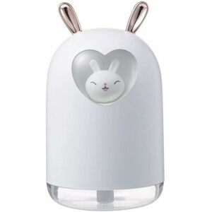 HOOPZI Lovely Rabbit Air Humidifier 300ML Cute Pet Ultrasonic Cool Mist Aroma Oil Diffuser Romantic Color LED Lamp USB Humidificador (Color : White)