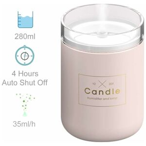 Langray - usb Cool Mist Humidifier 280ml Portable Mini Humidifier with led 4Hours Auto Shut Off for Home, Office, Yoga Pink