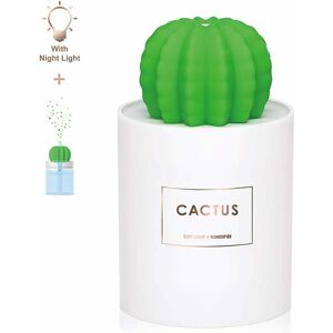 LANGRAY USB Cool Mist Humidifier with Night Light, Mini Size Cactus Humidifier for Bedroom Home Office Car 280ml 50ml/h with Timed auto shutdown