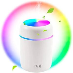 Héloise - Mini usb Air Humidifier, Auto Shut Off and Colorful Night Light, Portable Home Air Humidifier for Auto Home Office Bedroom, White Héloise - Mini usb Air Humidifier, Auto Shut Off and Colorful Night Light, Portable Home Air Humidifier for Auto Home Office Bedroom, White
