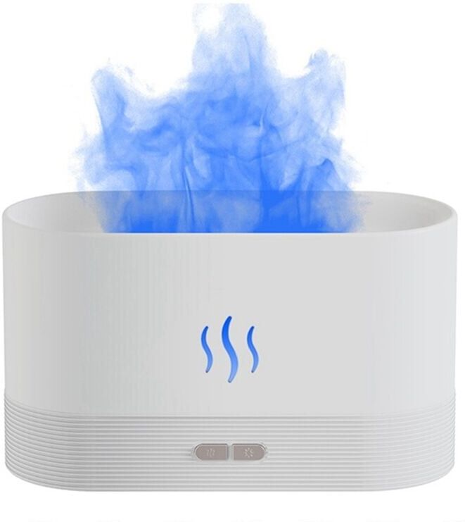 TLILY Aroma Diffuser Air Humidifier Ultrasonic Cool Mist Maker Fogger led Essential Oil Flame Lamp White