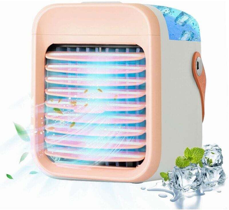 Ymyny - fliti Portable Air Conditioner, 5-in-1 Mini Portable Air Cooler, Humidifier, Air Purifier, Night Light, Aroma Diffuser, for Home, Office,