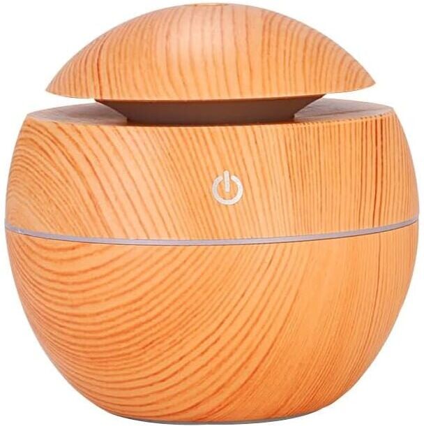 Cyslmuk - Wood Grain Aromatherapy Diffuser, 130ml Essential Oil Diffuser, Portable Ultrasonic Humidifier for Spa, Yoga Room or Office (Light Wood