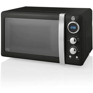 Swan - Retro Black 800W Digital Microwave