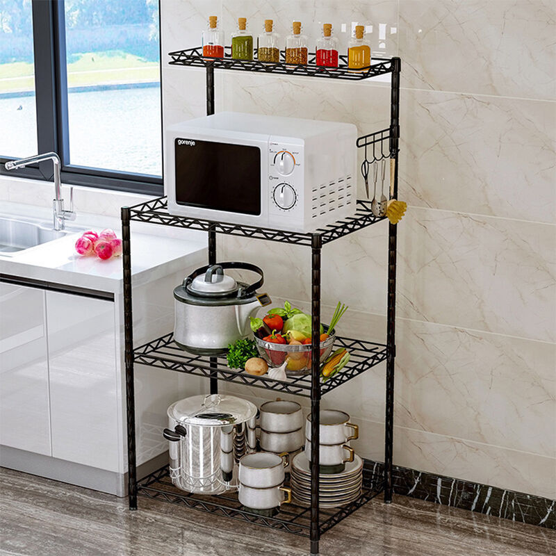 Livingandhome - 3 Tier Microwave Oven Rack with Top Spice Shelf
