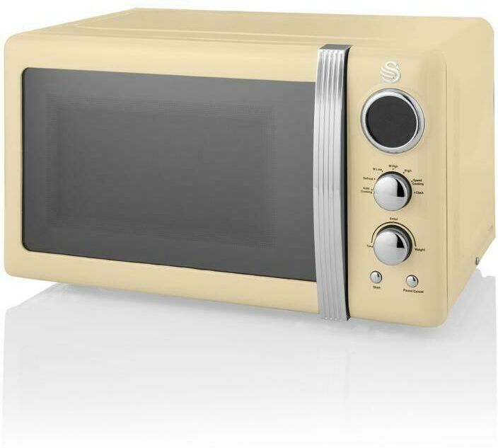 SWAN HOUSEWARES Swan Cream Microwave 20 Litre 800 Watt Digital Stylish Kitchen Appliance Retro