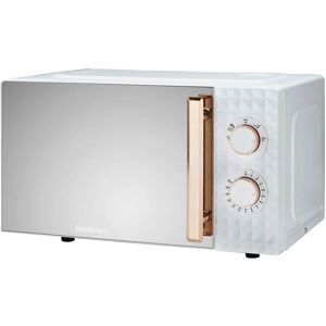 Goodmans - Diamond White and Rose Gold Effect Microwave Capacity 20L Mirror Finish Door