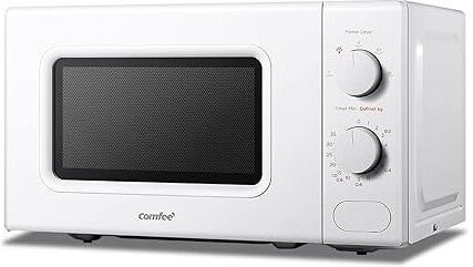 LIVINGANDHOME White 700W 20L Countertop Microwave Oven with Dual Knob