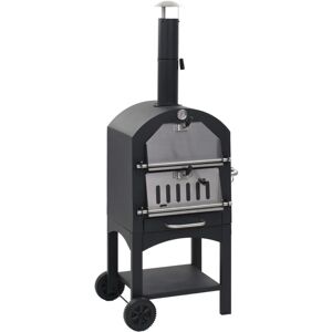 Charcoal Fired Outdoor Pizza Oven with Fireclay Stone Vidaxl Black