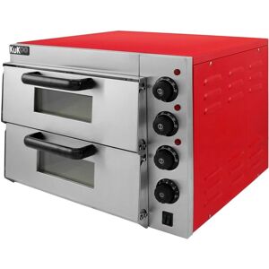 KUKOO Electric Pizza Oven with Audible Timer & Twin Deck Firebrick /