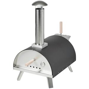 Trueshopping - Large Stainless Steel Outdoor Pizza Oven Wood Fired Charcoal Stone Base - Silver, Black