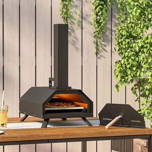 LIVINGANDHOME Outdoor Pizza Oven with Pizza Stone, Black