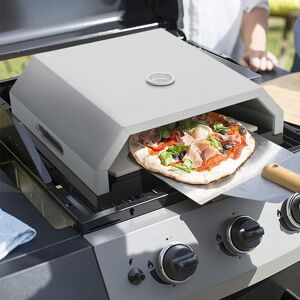 LIVINGANDHOME Pizza Oven with Ceramic Stone for Gas Charcoal bbq, Silver