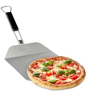 Pizza Shovel, Long Wooden Handle, Professional Oven Accessory, Stainless Steel, 29 x 29 cm, Silver/Brown - Relaxdays